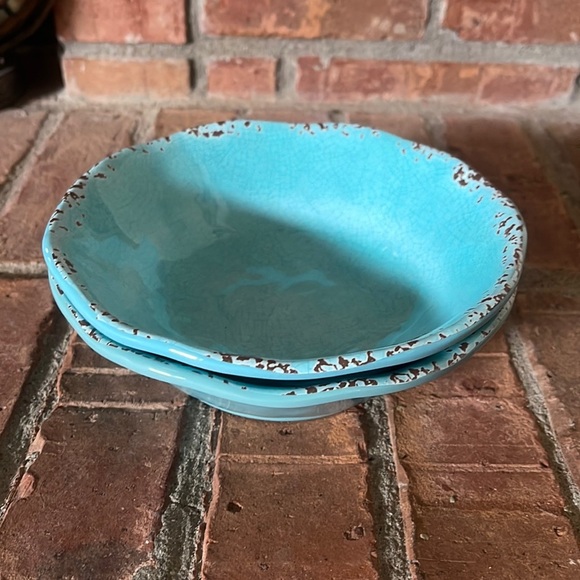ll Mulino New York Rustic Blue Melamine Soup Salad Bowls Set of 2 - Picture 1 of 4